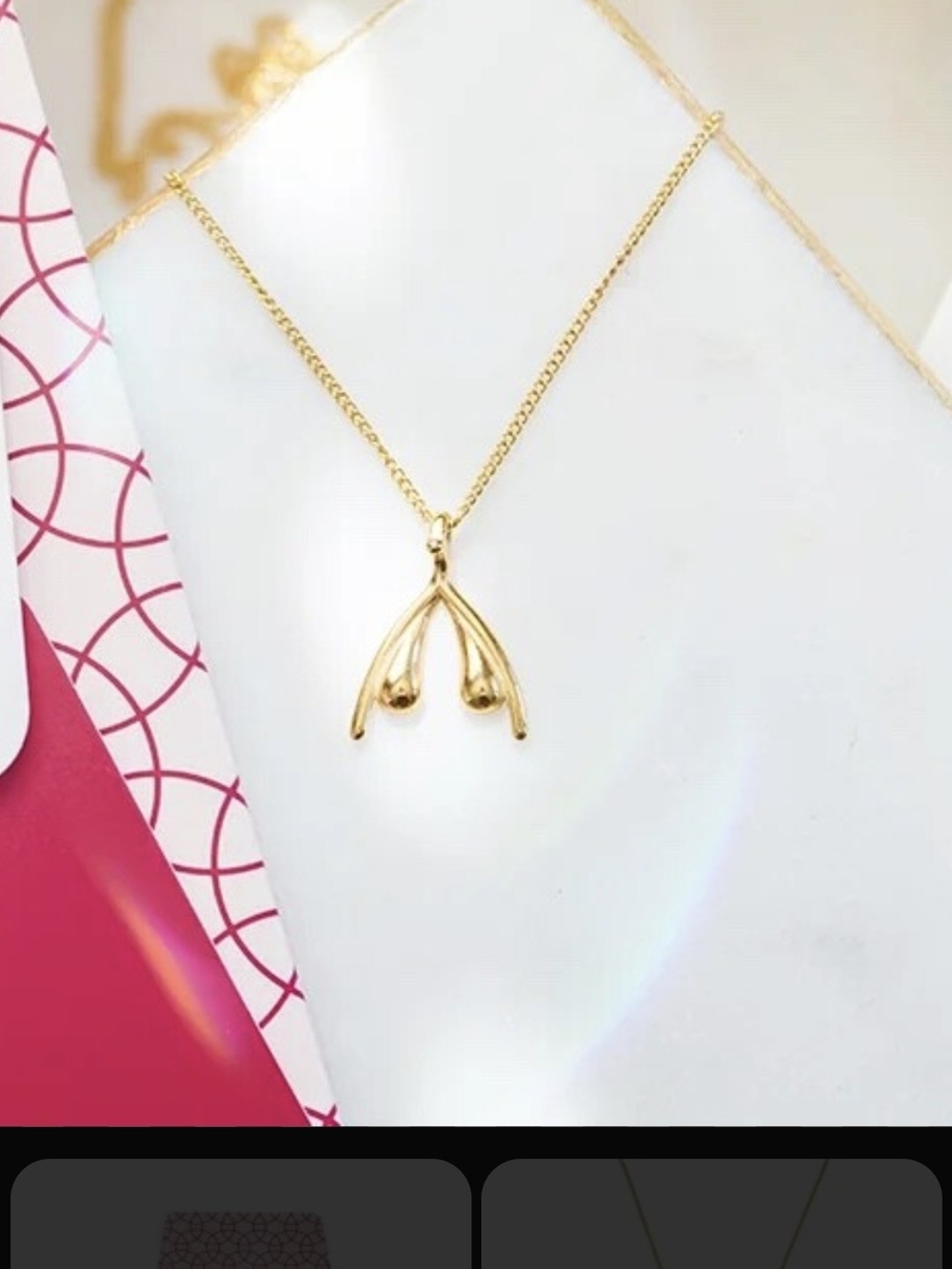 Gold Clitoris Pendant Necklace - Womanizer original Feminine Statement Jewelry - Picture 3 of 4